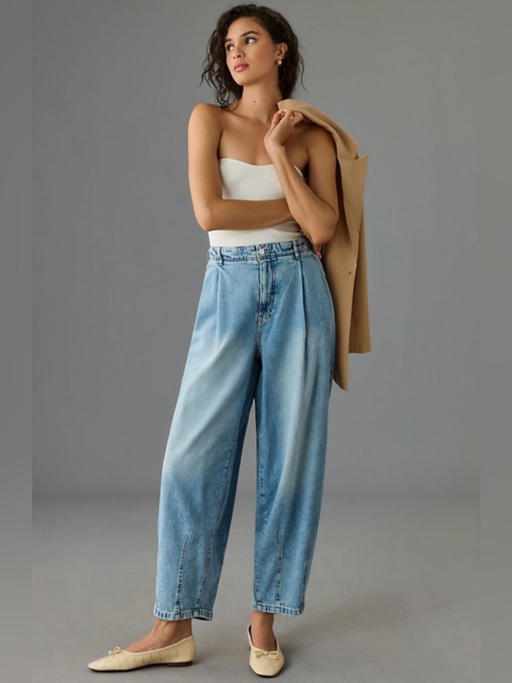 Pilcro Balloon Mid-Rise Light Blue Wide-Leg Jeans Oversized